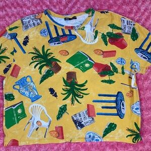 Zara Yellow and Green Short Sleeve Tee